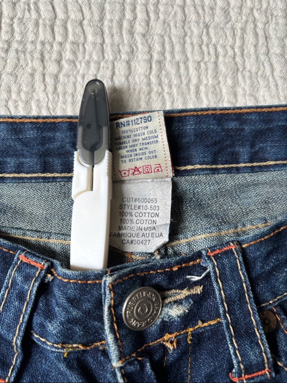 True Religion Low Rise Flare Jeans with Rhinestone Pockets - Picture 5 of 5